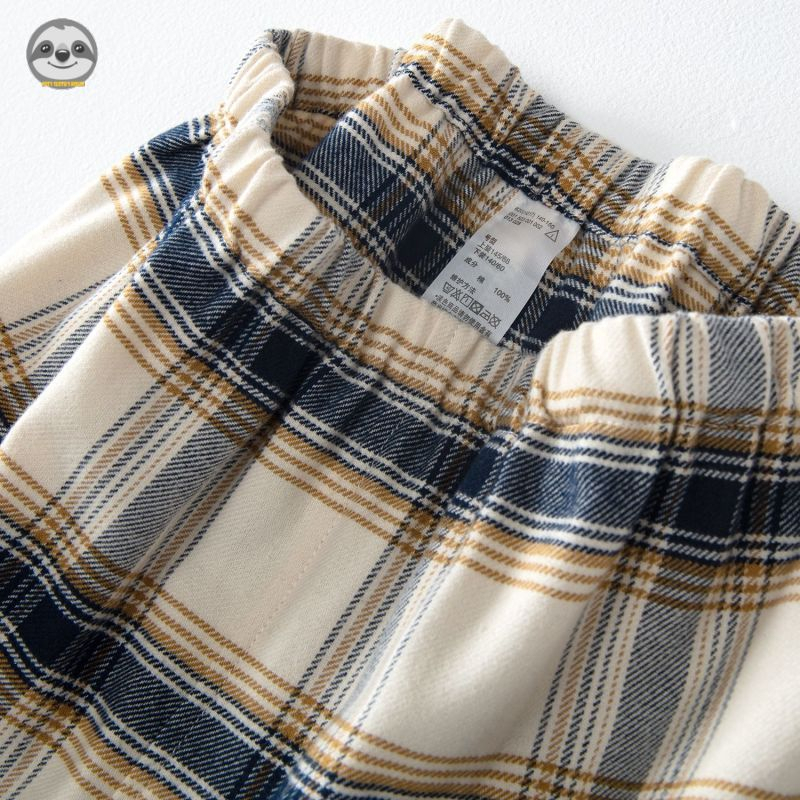 Bộ Đồ Ngủ Cotton Dày Dặn Co Giãn Phong Cách Muji Nhật Bản Dành Cho Bé