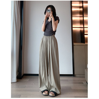 ZHELIHANGFEI Quần cotton Lanh Ống Rộng Lưng Cao Thời Trang Mùa Hè Nhật Bản Dành Cho Nữ