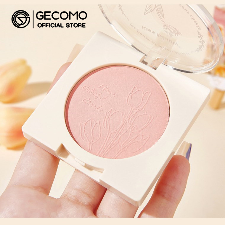 Phấn má hồng GECOMO 4 màu sắc lì tùy chọn vỏ họa tiết hoạt hình dành cho nữ