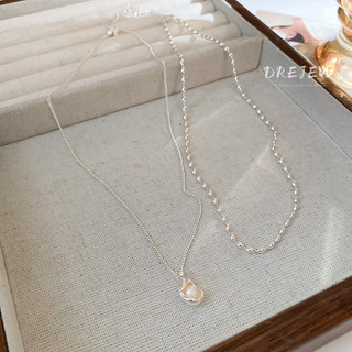 DREJEW Vòng cổ hai lớp hai lớp đính ngọc trai thời trang Pháp chất lượng cao