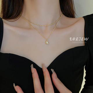 DREJEW Vòng cổ hai lớp hai lớp đính ngọc trai thời trang Pháp chất lượng cao
