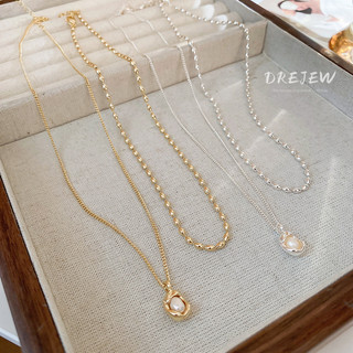 DREJEW Vòng cổ hai lớp hai lớp đính ngọc trai thời trang Pháp chất lượng cao