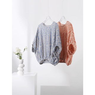 Áo Sơ Mi Voan Cánh Dơi 3 / 4 In Hoa Phong Cách Hàn Quốc Cho Nữ