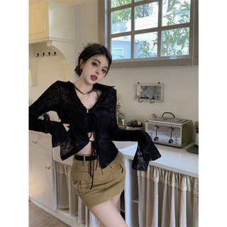 ZHELIHANGFEI Áo Sơ Mi Chiffon Mỏng Chống Nắng Cột Dây Thời Trang Cho Nữ