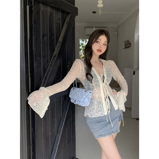 ZHELIHANGFEI Áo Sơ Mi Chiffon Mỏng Chống Nắng Cột Dây Thời Trang Cho Nữ