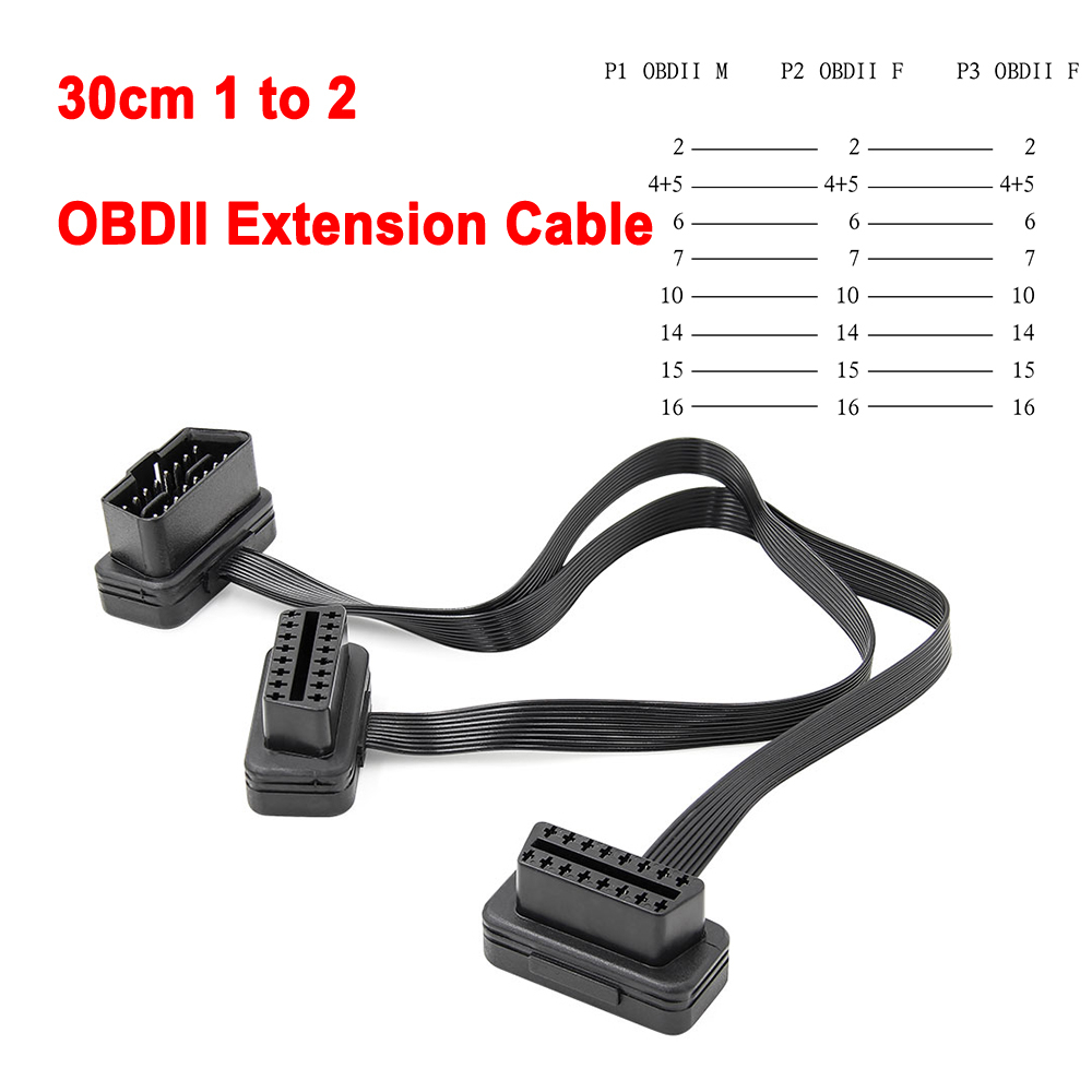 Dây Cáp Mở Rộng Chuyển Đổi 1 Sang 2 30 / 60cm 16Pin Sang Ổ Cắm ODB2 OBD2 16 Pin Kèm Công Tắc ODB 2 Kết Nối Máy Chẩn Đoán Xe Hơi