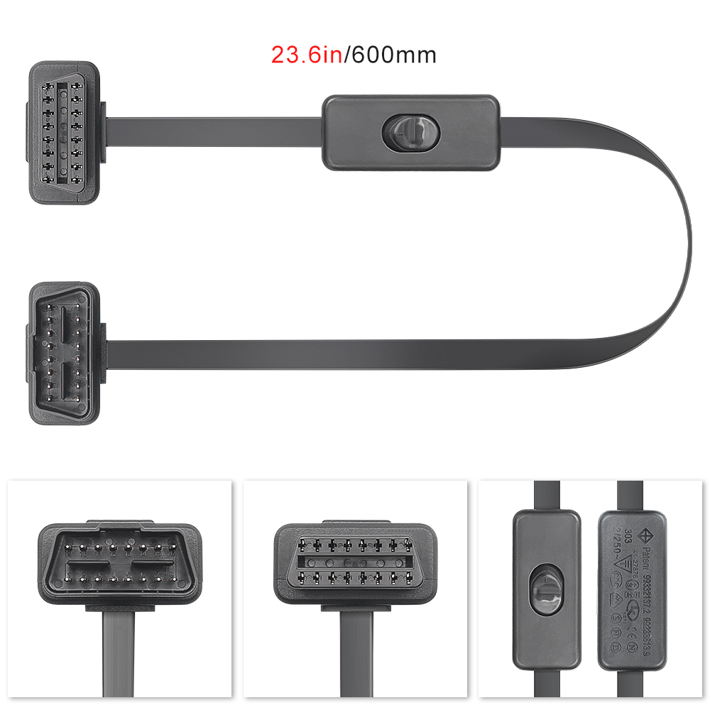Dây Cáp Mở Rộng Chuyển Đổi 1 Sang 2 30 / 60cm 16Pin Sang Ổ Cắm ODB2 OBD2 16 Pin Kèm Công Tắc ODB 2 Kết Nối Máy Chẩn Đoán Xe Hơi