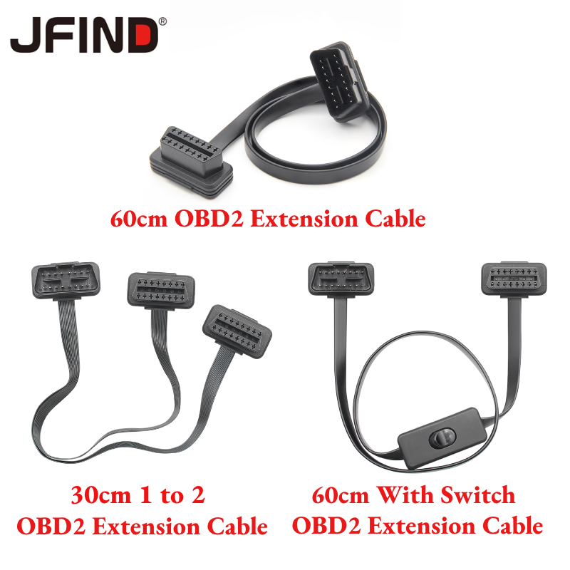 Dây Cáp Mở Rộng Chuyển Đổi 1 Sang 2 30 / 60cm 16Pin Sang Ổ Cắm ODB2 OBD2 16 Pin Kèm Công Tắc ODB 2 Kết Nối Máy Chẩn Đoán Xe Hơi