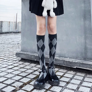 1 Pair Chic Women Plaid Knee Socks Girl Fashion Cute Party Knee-high Stockings