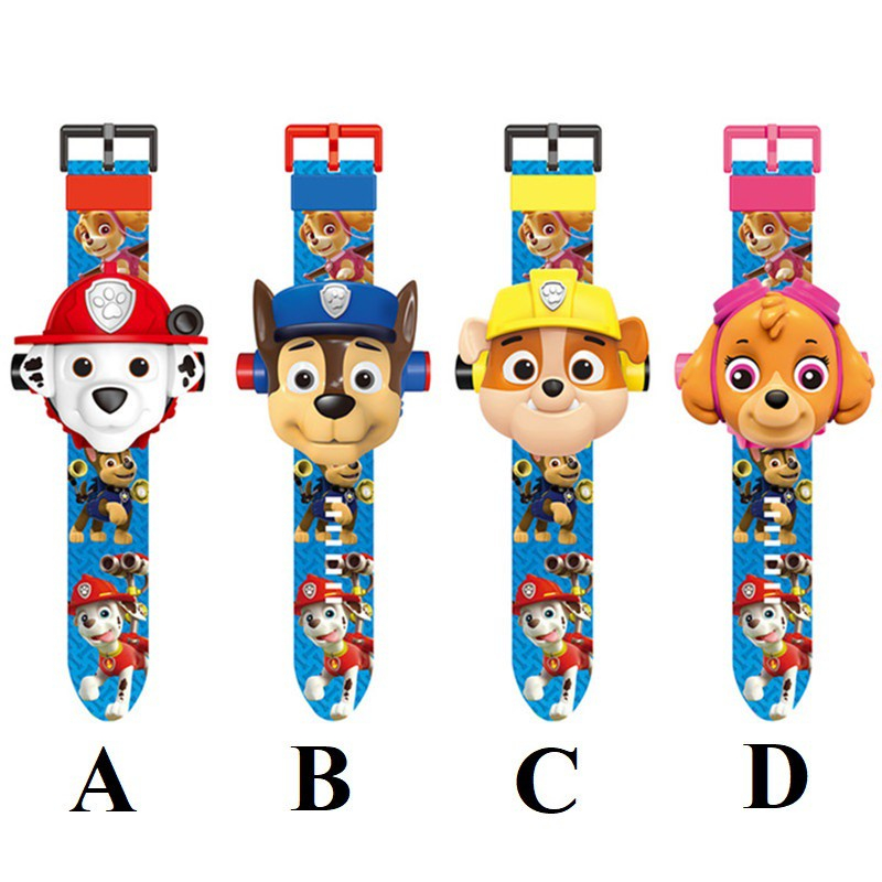 Reloj Digital Paw Patrol Chase Rubble Marshall Skye Everest Color De La Malla Azul Color Del Bisel Marshal Color Del Fondo Azul