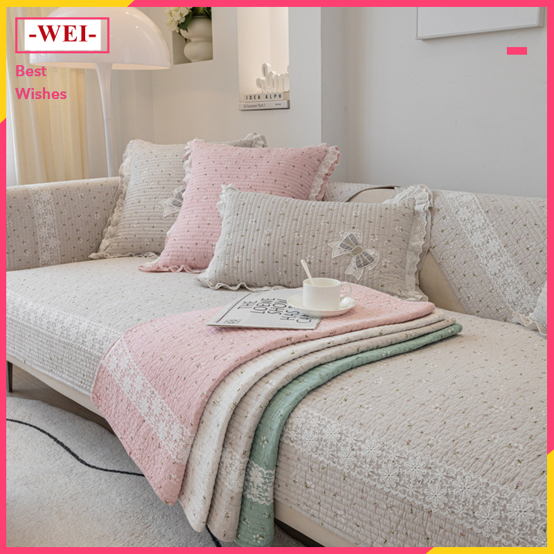 Vỏ Bọc Đệm Tựa Lưng Ghế Sofa Bốn Mùa Bằng Vải Cotton Nguyên Chất Chống Trượt Họa Tiết Hoa Nhỏ Thông