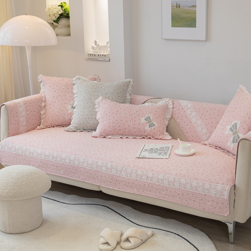 Vỏ Bọc Đệm Tựa Lưng Ghế Sofa Bốn Mùa Bằng Vải Cotton Nguyên Chất Chống Trượt Họa Tiết Hoa Nhỏ Thông