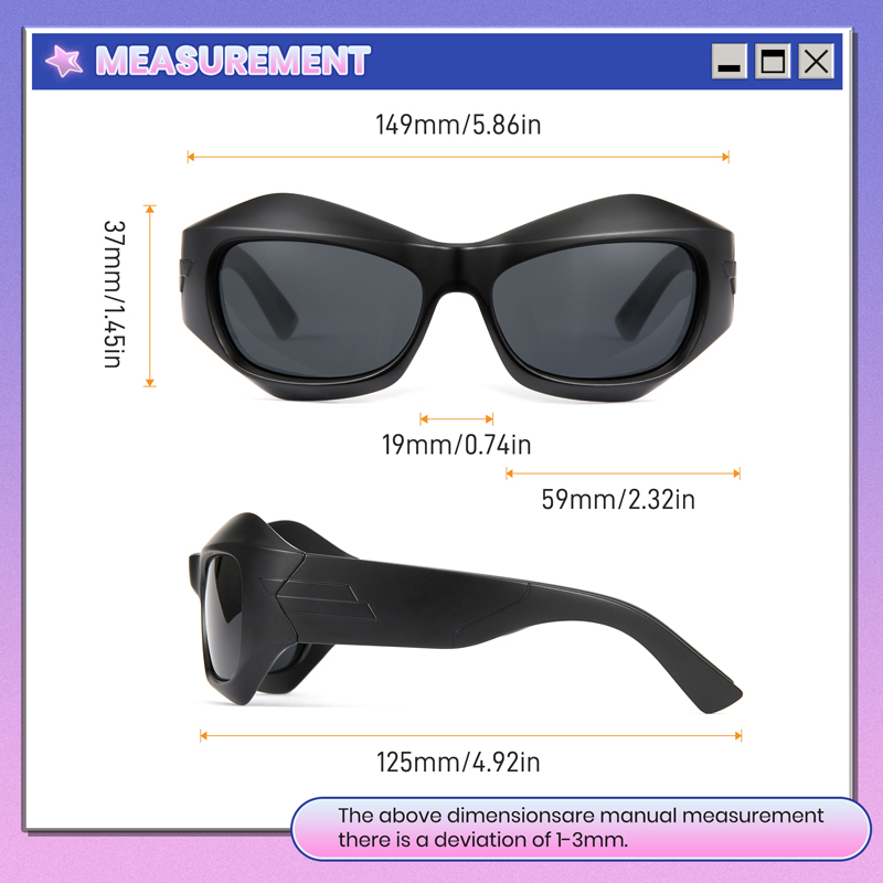 Cyxus Kính Râm Phân Cực Phong Cách Y2K Gọng Vuông Ôm Mặt Chống UV400 Đa Năng Đạp Xe Du Lịch Biển 1096