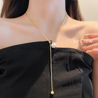 DREJEW Vòng Cổ Chuỗi Hạt Tròn Ngọc Trai Đơn Giản Thời Trang Nhẹ Nhàng Có Thể Điều Chỉnh Dành Cho Nữ Dây Chuyền