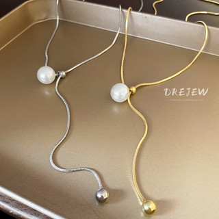DREJEW Vòng Cổ Chuỗi Hạt Tròn Ngọc Trai Đơn Giản Thời Trang Nhẹ Nhàng Có Thể Điều Chỉnh Dành Cho Nữ Dây Chuyền