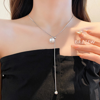 DREJEW Vòng Cổ Chuỗi Hạt Tròn Ngọc Trai Đơn Giản Thời Trang Nhẹ Nhàng Có Thể Điều Chỉnh Dành Cho Nữ Dây Chuyền