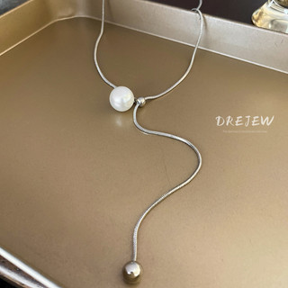 DREJEW Vòng Cổ Chuỗi Hạt Tròn Ngọc Trai Đơn Giản Thời Trang Nhẹ Nhàng Có Thể Điều Chỉnh Dành Cho Nữ Dây Chuyền