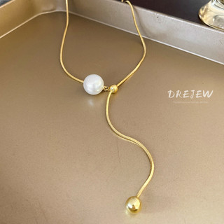 DREJEW Vòng Cổ Chuỗi Hạt Tròn Ngọc Trai Đơn Giản Thời Trang Nhẹ Nhàng Có Thể Điều Chỉnh Dành Cho Nữ Dây Chuyền