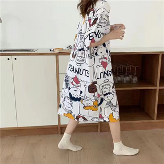 Đầm ngủ dáng rộng in họa tiết hoạt hình dễ thương thời trang mùa hè dành cho nữ 40-70kg