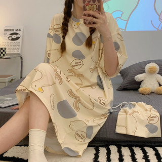 Đầm ngủ dáng rộng in họa tiết hoạt hình dễ thương thời trang mùa hè dành cho nữ 40-70kg