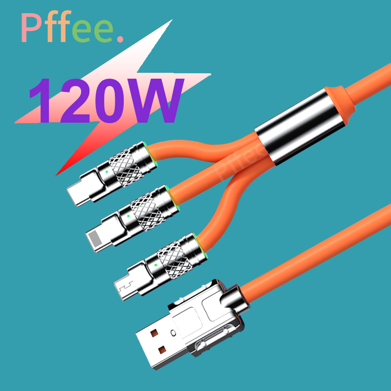 Pffee Dây Cáp Sạc Nhanh USB Loại C 3 Trong 1 6A 120W