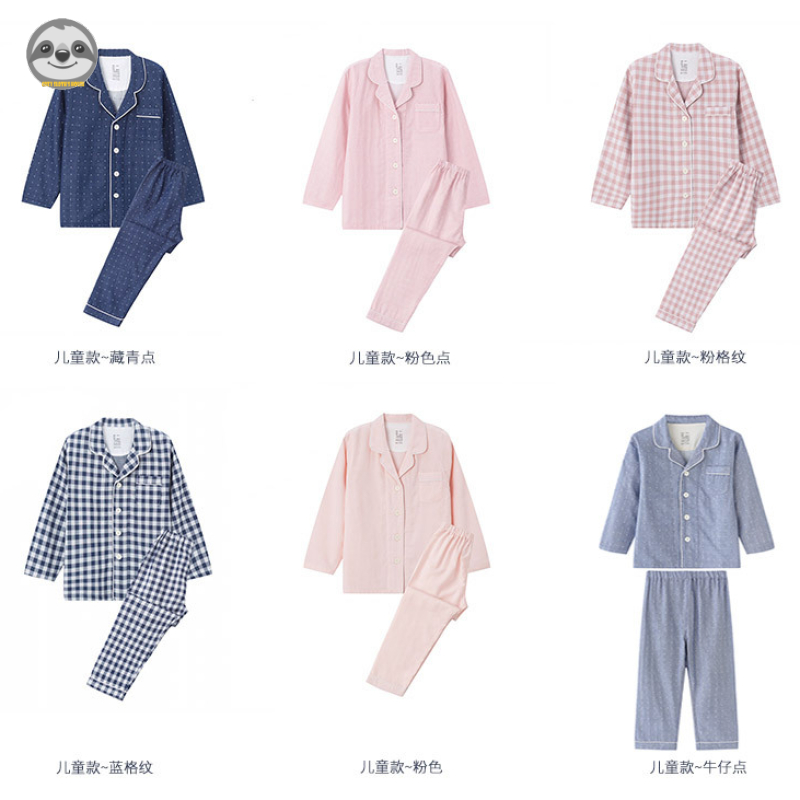 Bộ Đồ Ngủ Cotton Hai Lớp Mềm Mại Thoải Mái Phong Cách Muji Phong Cách Nhật Bản Cho Mẹ Và Bé