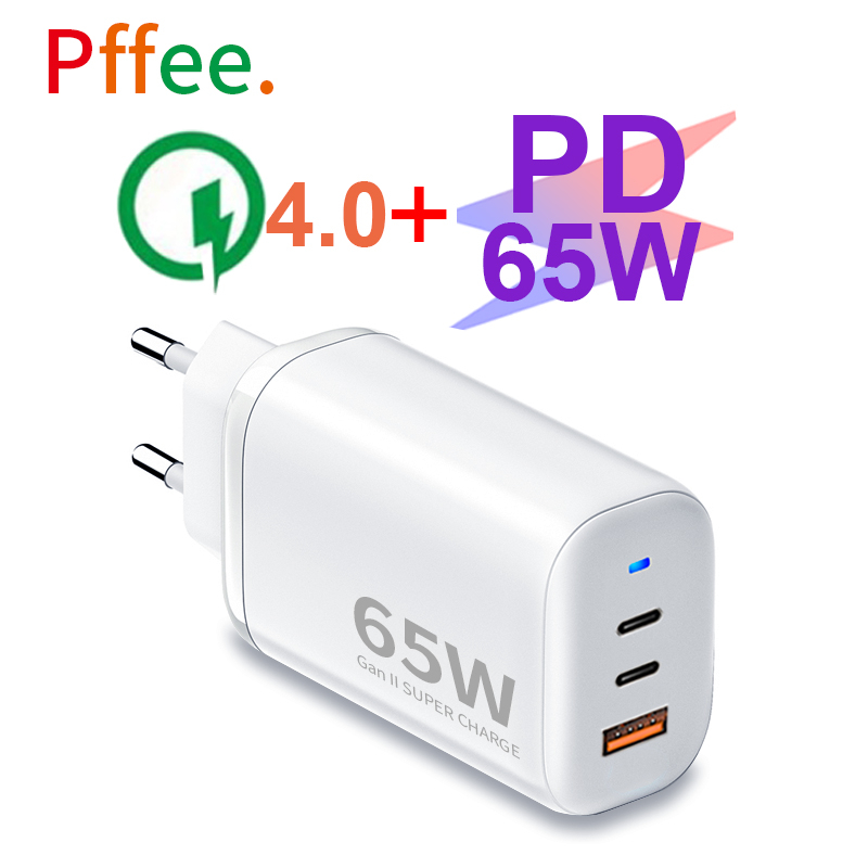 Cục Sạc Nhanh QC4.0 3.0 PD 3.0 Pffee 65W GaN 2 Cổng USB C + USB A Turbo