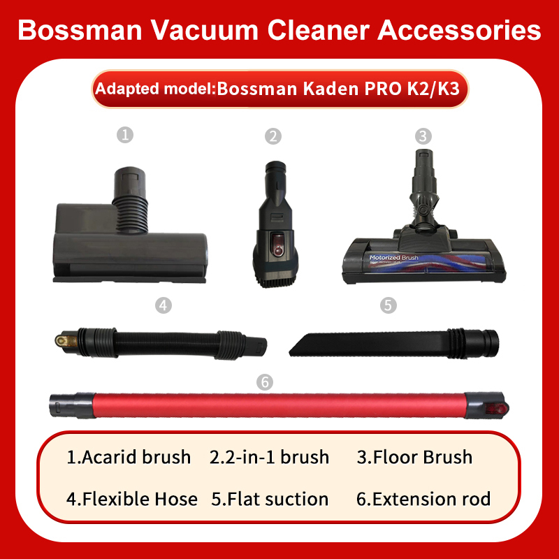 Tương thích với Máy hút bụi không dây / không dây Bossman Kaden Pro K2 K3 Phụ kiện lọc HEPA Bàn chải sàn Bình nước Bàn chải Mite Ống linh hoạt Hút phẳng