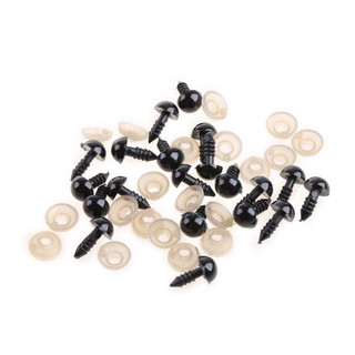 Bộ 20 mắt nhựa màu đen 8mm an toàn dành cho trang trí gấu Teddy / búp bê / đồ chơi động vật / len đan móc