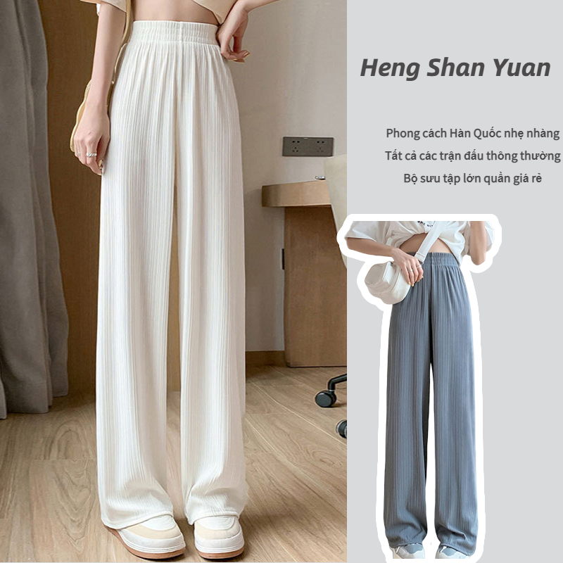 Quần Dài Lưng Cao Ống Rộng Vải chiffon Lụa Lạnh Mỏng Thời Trang Cho Nữ