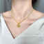 Dây chuyền titan không gỉ mạ vàng 18k thiết kế bản to mặt cỏ 4 lá thời trang sang trọng