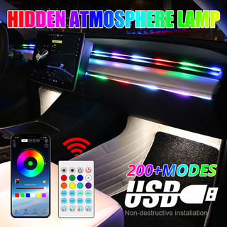 Dải Đèn LED RGB 64 Màu Sắc Ẩn Bằng Acrylic Thông Dụng Trang Trí Nội Thất Xe Hơi