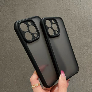 Ốp Điện Thoại Cứng Màu Đen Nhám Trong Suốt Bảo Vệ Toàn Diện Chống Rơi Cho iPhone 14 13 12 11 Pro Max 14 Plus