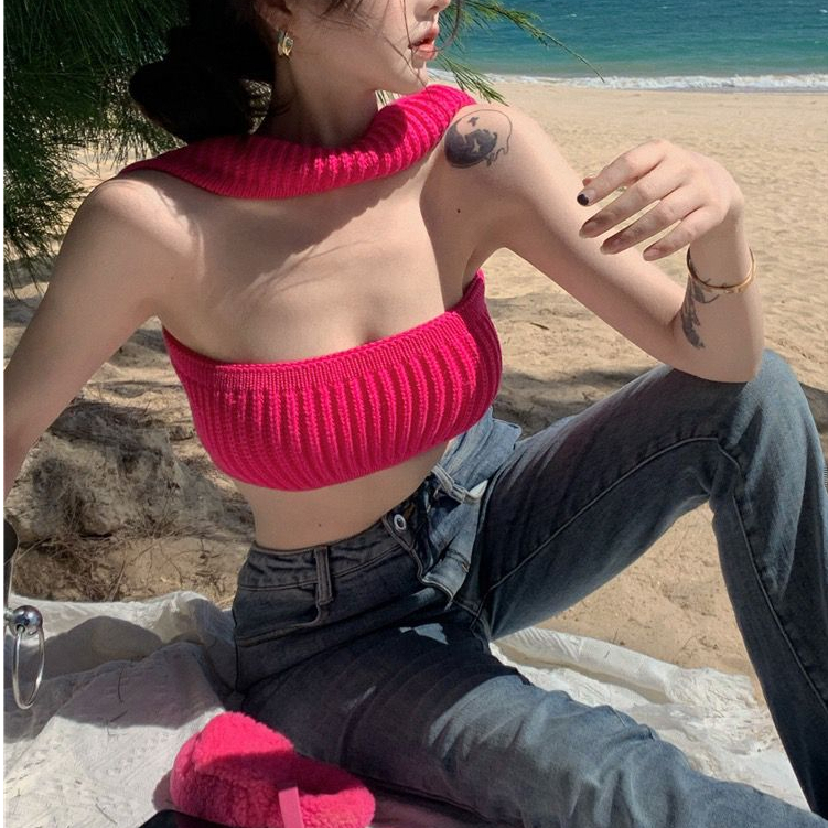 Milyfashion Gợi Cảm Tất Cả Trận Đấu Dây Sling Mùa Hè Ngắn 4 Cách Mặc Chặt Gợi Cảm Nhỏ Ngực Ngắn Top