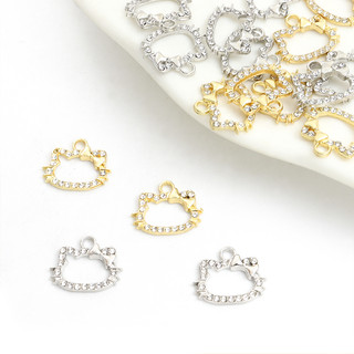 Set 20 Mặt Vòng cổ Hình Mèo Bằng Hợp Kim Đính Đá Pha Lê DIY