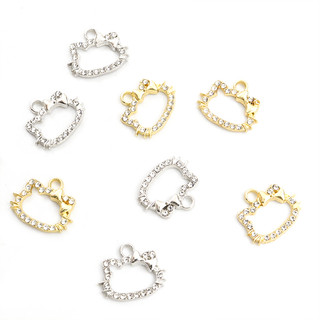 Set 20 Mặt Vòng cổ Hình Mèo Bằng Hợp Kim Đính Đá Pha Lê DIY