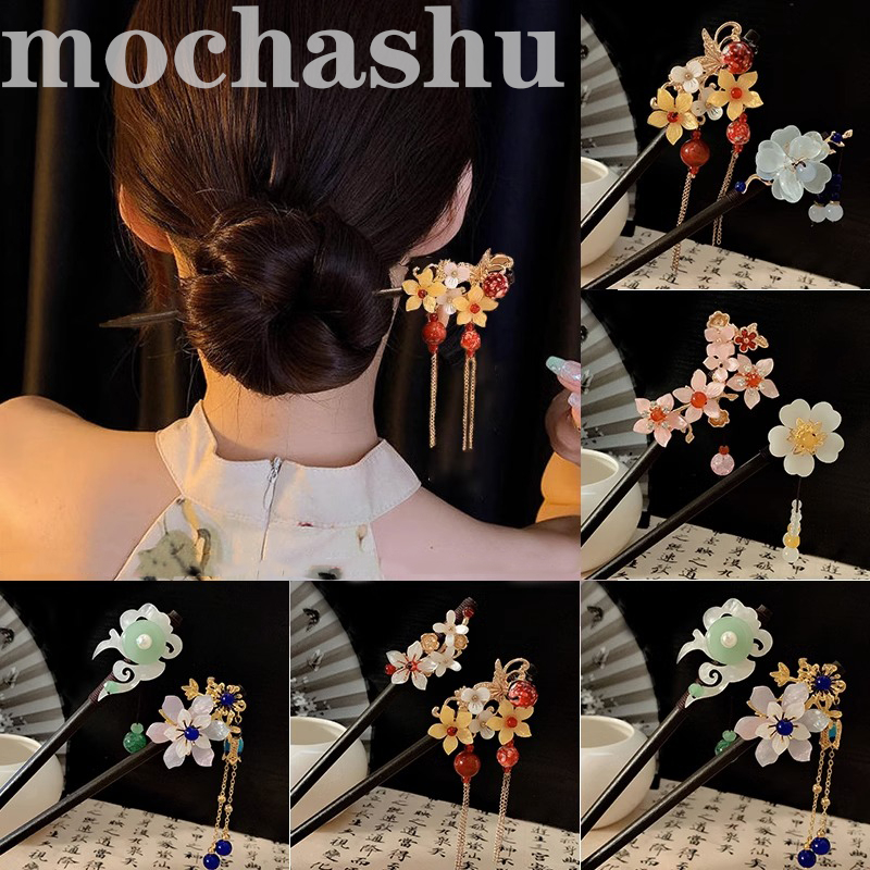 Trung Quốc khí chất retro Ebony kẹp tóc hoa tinh tế tua rua kẹp tóc đĩa handmade tóc 2025 Mùa hè phụ kiện thời trang mới