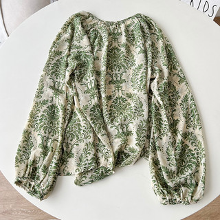 Áo Sơ Mi Chiffon Cổ Tròn Tay Dài Họa Tiết Hoa Thời Trang Hàn Quốc Cho Nữ