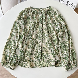 Áo Sơ Mi Chiffon Cổ Tròn Tay Dài Họa Tiết Hoa Thời Trang Hàn Quốc Cho Nữ
