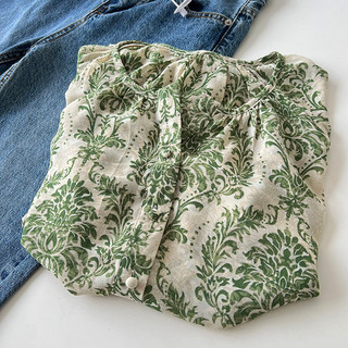 Áo Sơ Mi Chiffon Cổ Tròn Tay Dài Họa Tiết Hoa Thời Trang Hàn Quốc Cho Nữ