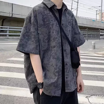 Áo Sơ Mi Tie-Dye Nam M-3XL 2023 Mùa Hè Nam Phiên Bản Hàn Quốc Áo Sơ Mi Hợp Thời Trang Nam Thanh Niên Inch Áo Sơ Mi Phong Cách Hồng Kông Áo Sơ Mi Nửa Tay Nam Áo Sơ Mi Hoa Tay Ngắn Dạo Phố Áo Sơ Mi Khôn