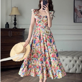 Đầm Dài Không Tay Nhiều Màu Sắc Họa Tiết Hoa Nhỏ Thời Trang Mùa Hè Hàng Mới Dành Cho Bạn Nữ