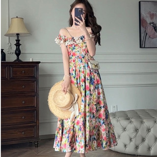 Đầm Dài Không Tay Nhiều Màu Sắc Họa Tiết Hoa Nhỏ Thời Trang Mùa Hè Hàng Mới Dành Cho Bạn Nữ