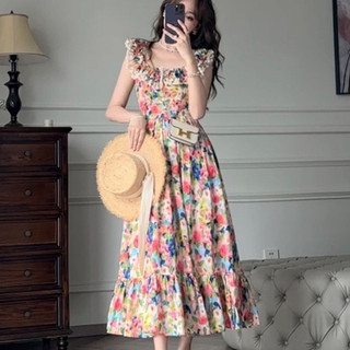 Đầm Dài Không Tay Nhiều Màu Sắc Họa Tiết Hoa Nhỏ Thời Trang Mùa Hè Hàng Mới Dành Cho Bạn Nữ