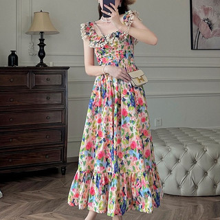 Đầm Dài Không Tay Nhiều Màu Sắc Họa Tiết Hoa Nhỏ Thời Trang Mùa Hè Hàng Mới Dành Cho Bạn Nữ