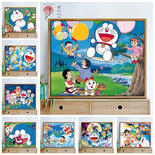 MOZI✨đôrêmon 40*50cm tranh tô màu theo số tranh số hoá anime tranh sơn dầu số hoá tranh số hóa theo yêu cầu tranh tô số hoá tranh số hóa gam sơn acrylic  tranh số hoáTranh Sơn Dầu Kỹ Thuật Số Tự Làm Hình Doraemon 40 * 50cm