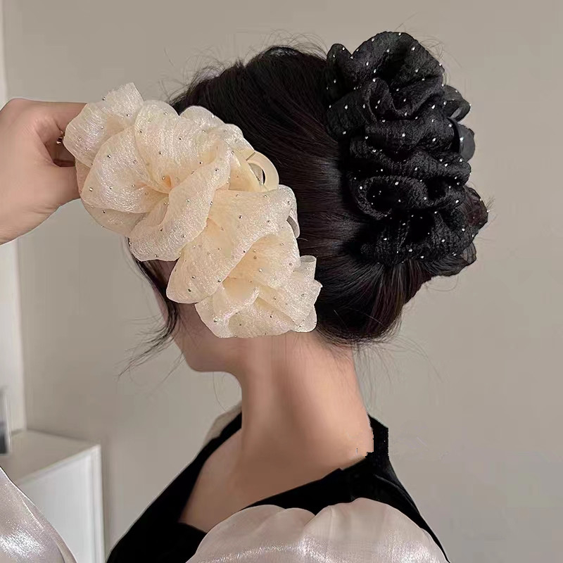 Kẹp Tóc Càng Cua Bản To Đính Nơ Đá Lấp Lánh Phong Cách Hàn Quốc Cho Nữ