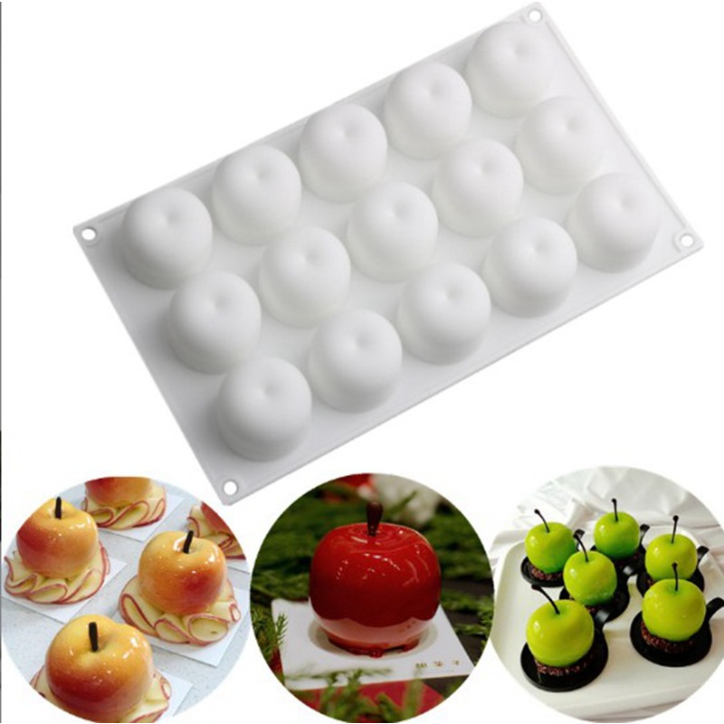 Khuôn silicone 15 Ngăn Làm Bánh Hình Quả Táo