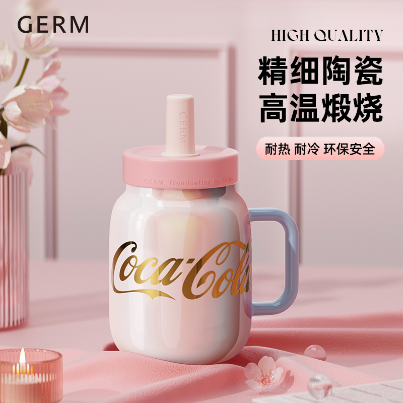 Ảnh Tea cup Germ capacity 730ml Ceramic water cup with tea strainer Coca Cola Co branded 3
