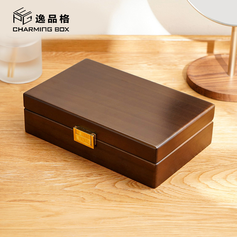 Hộp đựng trang sức CASEGRACE hình chữ nhật bằng gỗ phối nhung sang trọng thời trang cao cấp